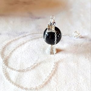 Obsidian Crystal Ball Pendant
